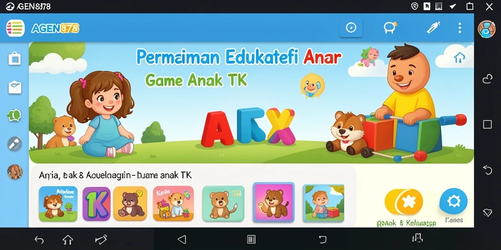 Tampilan antarmuka AGEN878 yang interaktif dan penuh warna untuk anak-anak.