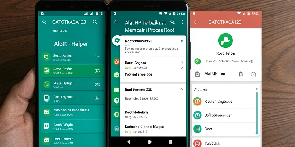 Screenshot antarmuka GATOTKACA123 menunjukkan kemudahan penggunaan aplikasi Root Helper.