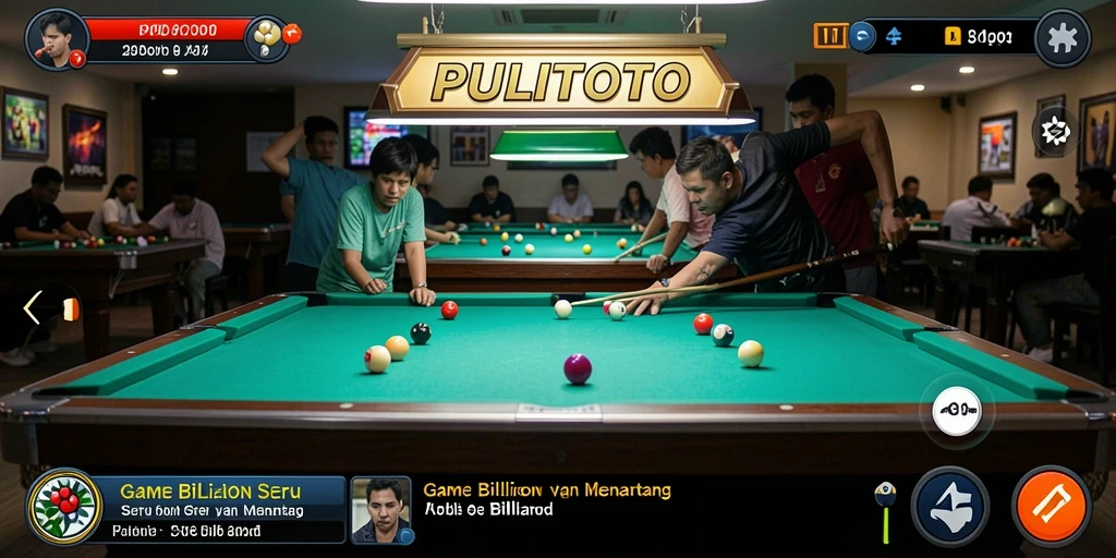 Tampilan antarmuka PULITOTO yang menarik saat bermain Billiard.
