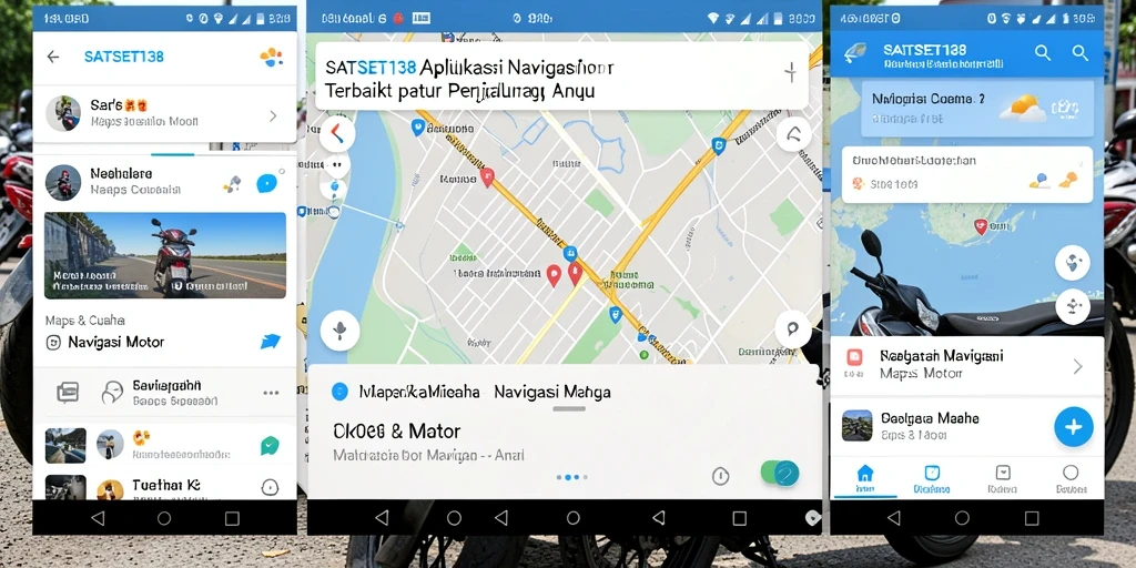 Antarmuka aplikasi SATSET138 dengan peta rute Navigasi Motor.