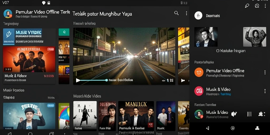 Antarmuka V07 yang sederhana dan fungsional untuk pemutar video offline.