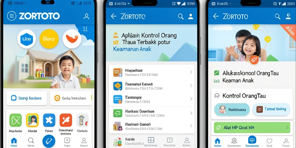 Antarmuka ZORTOTO menampilkan semua fitur Kontrol Orang Tua dengan jelas.