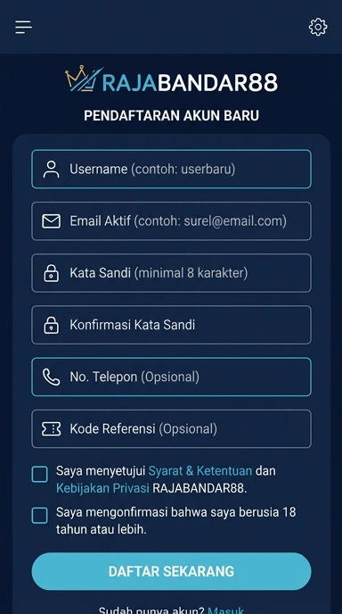 Panduan Registrasi Akun Baru rajabandar88 untuk Pengguna Android